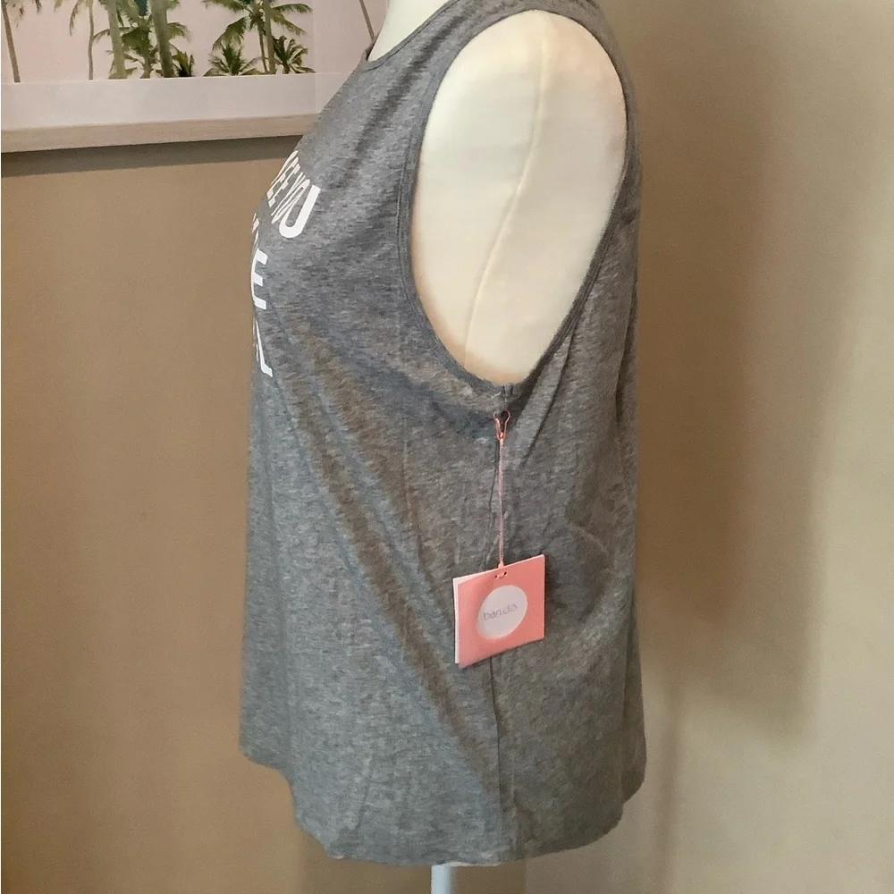 See You at the Pool Tank Too Grey Bando Sleeveless Muscle Top Grey NWT - Picture 2 of 7